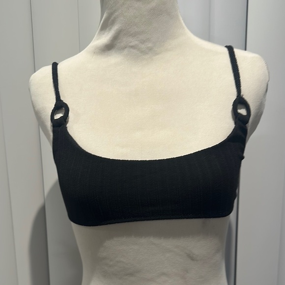 Black Ribbed Bikini Top - Picture 1 of 4
